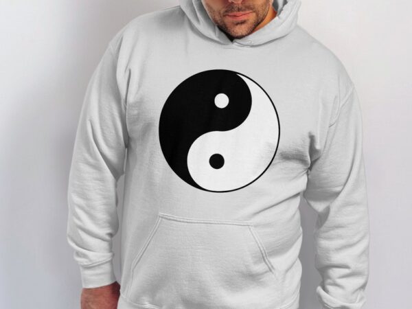 Yin Yang Hoodie, Unisex Zen Symbol Hoodie, Casual Streetwear, Spiritual Hoodie, Comfortable Graphic Hoodie, Black and White Design - Image 3