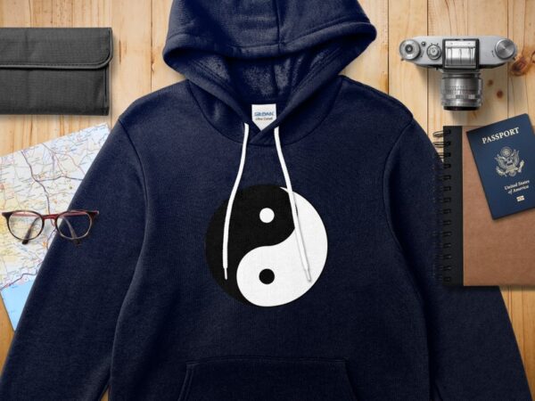 Yin Yang Hoodie, Unisex Zen Symbol Hoodie, Casual Streetwear, Spiritual Hoodie, Comfortable Graphic Hoodie, Black and White Design - Image 7