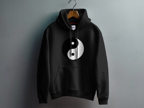 Yin Yang Hoodie, Unisex Zen Symbol Hoodie, Casual Streetwear, Spiritual Hoodie, Comfortable Graphic Hoodie, Black and White Design