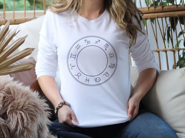Zodiac Sign Circle Design T-Shirt Hoodie Crop Top Sweatshirt Tank Top, Astrology Symbol Shirt, Horoscope Graphic Tee, Star Sign Apparel - Image 3